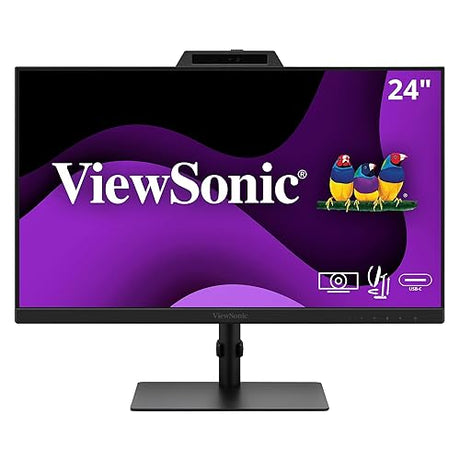 ViewSonic VG2441V 24 Inch 1080p IPS Video Conferencing Monitor with Integrated Windows Hello Certified IR 5MP Webcam, Built-in Microphone, Advanced Ergonomics, USB C, HDMI, and DisplayPort Inputs