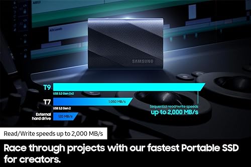 Samsung - T9 Portable SSD 4TB, Up To 2, 000MB/s, USB 3.2 Gen2 - Black