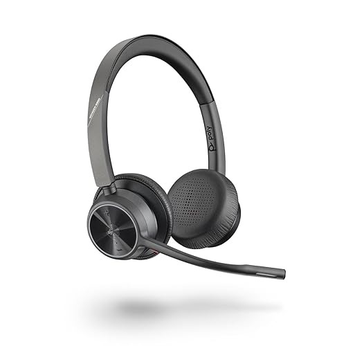 Poly - Voyager 4320 UC Wireless Headset (Plantronics) - Headphones with Boom Mic - Connect to PC/Mac via USB-A Bluetooth Adapter, Cell Phone via Bluetooth - Works with Teams (Certified), Zoom & More Headset (Teams Version) USB-A