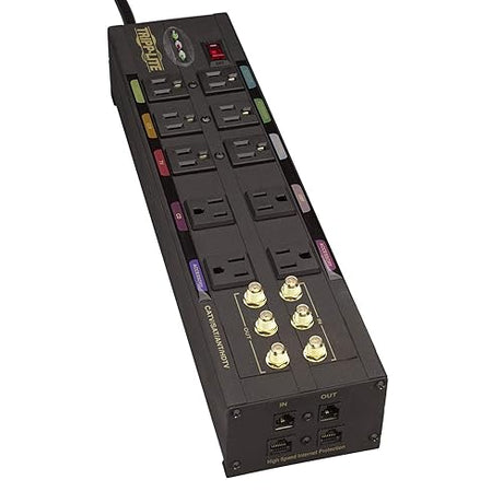 Tripp Lite HT10DBS Home Theater Isobar Surge Protector 10 Outlet RJ11 RJ45 Coax 10 Outlet + TEL/TV/NET Outlet