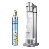 Ultima Cosa Sparkling Water Soda Maker with CO2 Cylinder - Home Fizzy Drink Bubbly Water Machine 1LBPA-free Reusable Bottle - Make Homemade Sparkle Water, Juice, Coffee, with Fruit (Silver)