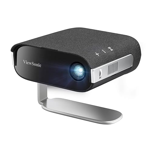 ViewSonic M1X Portable LED Projector with Smart Stand, Harman Kardon Speakers, Built-in Battery, H/V Keystone, 4 Corner Adjustment, Bluetooth, Wi-Fi, USB-C, Powered USB A