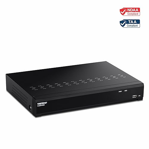 TRENDnet 8-Channel UHD PoE NVR, TV-NVR1508, H.264/H.265 4K (8MP), Up to 12TB Storage (HDD Not Included), Supports one 4K Camera Channel, 56W PoE Power Budget, Rackmount Design, 240fps, Black