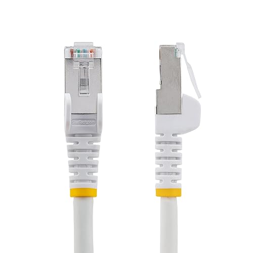 StarTech.com 6in CAT6a Ethernet Cable - Low Smoke Zero Halogen (LSZH) - 10 Gigabit 500MHz 100W PoE RJ45 S/FTP White Network Patch Cord Snagless w/Strain Relief (NLWH-6IN-CAT6A-PATCH)