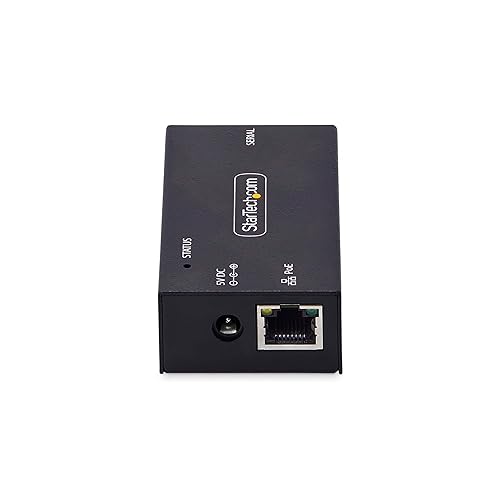 StarTech.com 1-Port Serial to Ethernet Adapter, 802.3af PoE Powered Serial Device Server, Wall/DIN Rail, LAN to DB9 Converter 1-port PoE