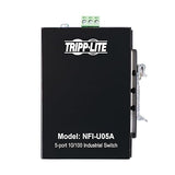 Tripp Lite 5-Port Industrial Ethernet Switch with Ethernet/IP Quality of Service (EIP QoS), 100 Mbps, Unmanaged, DIN Rail & Wall Mounting, -40° to 75°C Temperature Range, 3-Year Warranty (NFI-U05A)