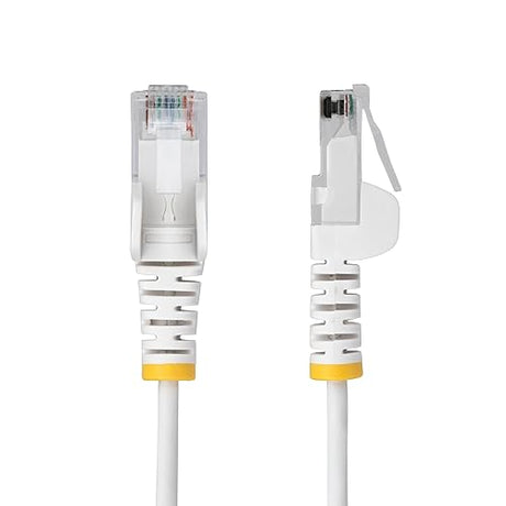 StarTech.com 1ft White Slim CAT6 Ethernet Cable, Snagless RJ45, LSZH, 28AWG Pure Bare Copper, Slim Network Patch Cable/Cord