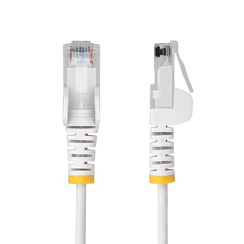 StarTech.com 50ft White Slim CAT6 Ethernet Cable, Snagless RJ45, LSZH, 28AWG Pure Bare Copper, Slim Network Patch Cable/Cord