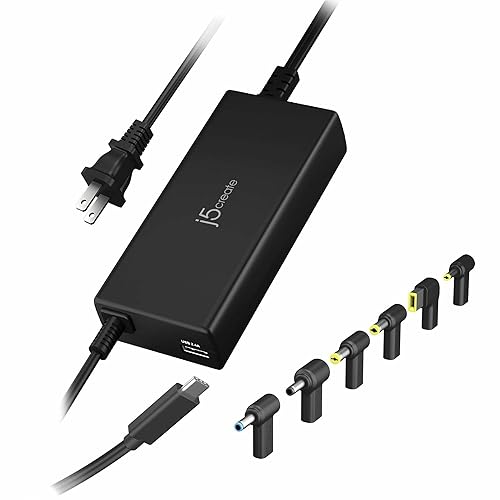 j5create 100W PD USB-C Super Charger With 6 DC Connectors, Black, JUP2290DC