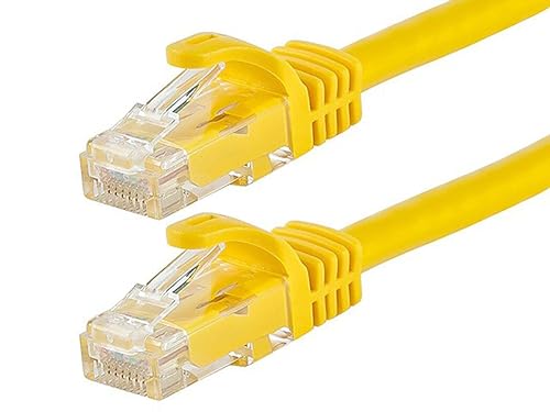 Monoprice Cat6 Ethernet Patch Cable - RJ45, Stranded, 550Mhz, UTP, Pure Bare Copper Wire, 24AWG, 7 Feet, Yellow - Flexboot Series Yellow 7 Feet Cable