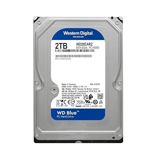Western Digital 2TB WD Blue PC Internal Hard Drive HDD - 5400 RPM, SATA 6 Gb/s, 64 MB Cache, 3.5 - WD20EARZ Newest Generation ['2 TB']