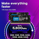 Crucial 64GB DDR5 RAM 5600MHz (or 5200MHz or 4800MHz) Laptop Memory, SODIMM 262-Pin, Compatible with Latest Intel Core Ultra and AMD Ryzen 8000 & Above – CT64G56C46S5