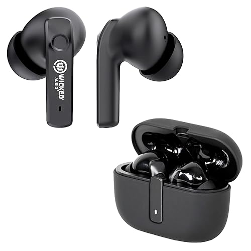 Wicked Audio Mojo 800 True Wireless Bluetooth Earbuds | ANC Noise Canceling | Wireless Charging | Clear Call Mics | Long Battery Life | Mobile App | Custom EQ Modes | GPS Find Buds | Transparency Mode