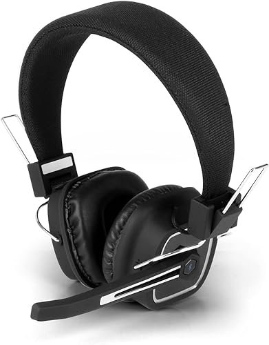 Aluratek Bluetooth Wireless Stereo Headset with Boom Microphone and Dongle, Built-in Rechargeable Battery, 27 Hours Continuous Talk and Music Play,Black