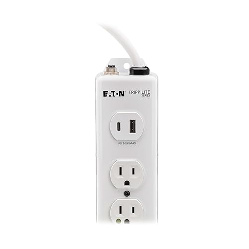 Tripp Lite Eaton Medical Hospital Power Strip with 2 USB Charging Ports, 4 Outlets + 15 Foot Cord, UL 1363 Certified Power Strip, Wall Mount and Under