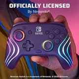 PDP Afterglow Wave Wireless Pro Controller for Nintendo Switch/OLED Model with Customizable LED Lighting (Purple) Wireless Purple