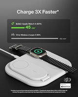 Belkin 3-in-1 MagSafe-Compatible iPhone Charger 15W, Foldable Magnetic Qi2-Certified Wireless Charging Station for iPhone 17, Apple Watch Series 10, AirPods 4, and More, w/Non-Slip Base & PSU - White