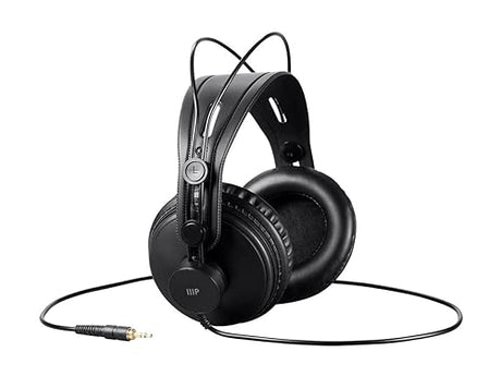 Monoprice 116150 Ultra-Comfortable Modern Retro Over Ear Headphones - Black with 50mm Drivers for Studio PC Apple iPhone iPod Android Smartphone Samsung Galaxy Tablets MP3 Wired Modern Retro