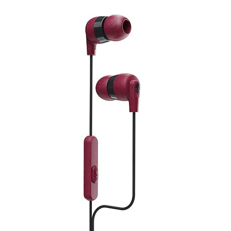 Skullcandy Ink'd+ Wired Earbuds with Microphone / In-Ear Headphones / Compatible with Android, iPhone, iPad, iPod, Computer with 3.5mm Jack / Great for Gym, Sports, and Gaming - Red Deep Red Single Earbuds