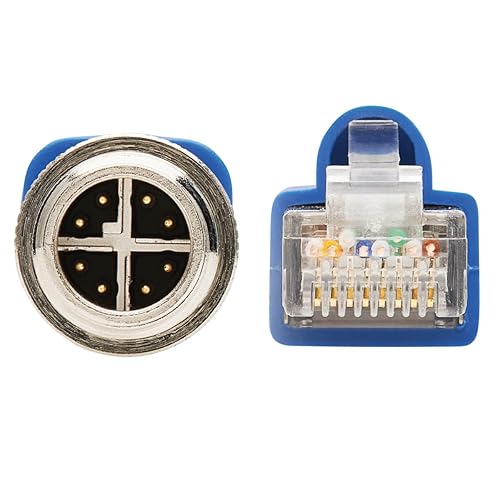 Tripp Lite M12 X-Code Cat6a Shielded Ethernet Cable, M12/RJ45 Cable, 10G F/UTP CMR-LP (M/M), IP68, 60W Power Over Ethernet, Blue, 16.4 Feet / 5 Meters, (NM12-6A2-05M-BL)