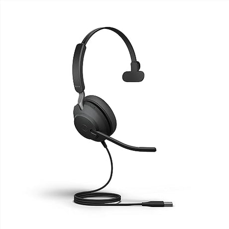 Jabra Evolve2 40 SE Wired Mono Noise-Cancelling Headset - Features 3-Mic Call Technology and USB-A Cable - Works with All Leading Unified Communications Platforms Such as Zoom and Google Meet - Black