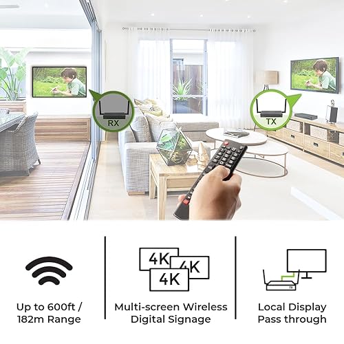 IOGEAR Long Range Wireless Switch/Splitter Transmitter for GWLRSSKIT4K Kit, HDMI UHD 4K@60Hz Support, Up to 600 ft/182 m with IR, RS-232 and Keyboard Mouse Extender, Transmitter only (GWLRSSKIT4KTX)