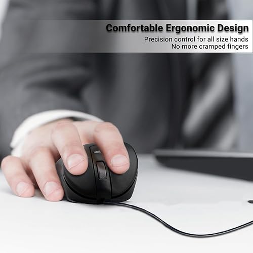 Matias Wired USB-A PBT Premium Computer Mouse, Proven Performance, Ergonomic Mouse, Left Right Hand Use, Home and Office Use, Compatible for PC MacBook, Chromebook, Laptop, Desktop - (Black)