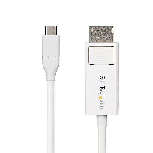 StarTech.com 6ft (2m) USB-C to DisplayPort 1.2 Cable, Bidirectional, 4K 60Hz, Thunderbolt/USB Type-C Adapter Cable, White