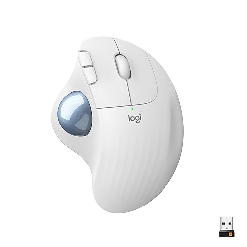 Logitech ERGO M575 Wireless Trackball Mouse - Easy thumb control, precision and smooth tracking, ergonomic comfort design, for Windows, PC and Mac with Bluetooth and USB capabilities - Off White White M575 Trackball