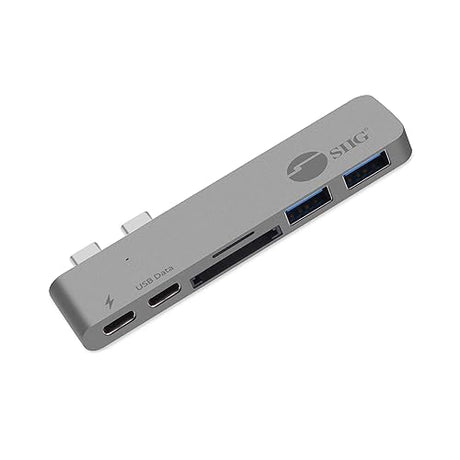 SIIG Thunderbolt 3 USB Type C Hub Adapter for 13 or 15 MacBook Pro - 5k Video Resolution, 40Gbps Data Speed - USB C Data Port, 2 USB 3.1, SD/Micro SD Card Reader Slot - Space Gray