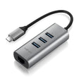 MINIX NEO-C-UEGR, Aluminium USB-C to 3-Port USB 3.0 and Gigabit Ethernet Adapter - for Windows, Mac and Chrome OS, Grey