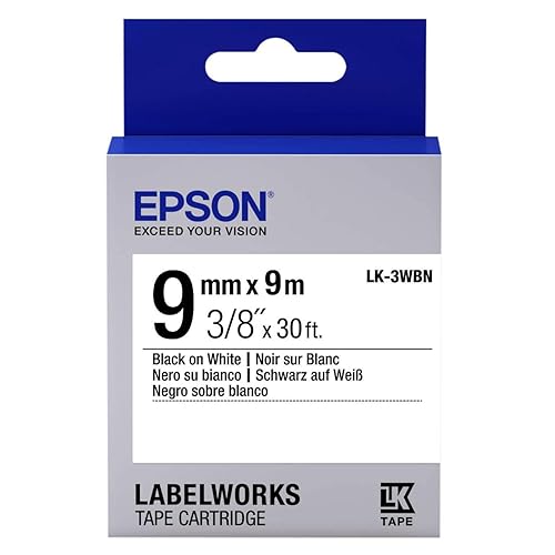 Epson Labelworks Standard Lk Tape Cartridge 3/8 Black on White (LK-3WBN)