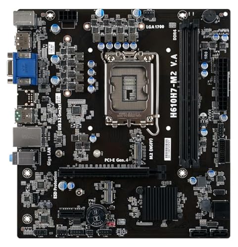 ECSIPC H610H7-M2 Motherboard (12th/13th/14th Gen Intel Core, LGA 1700 Socket, DDR4, Micro ATX, DDR4, 4 x USB3.2 Gen1 x1,1 PCI-E x16 Gen4, 4X SATA3, TPM, AMP