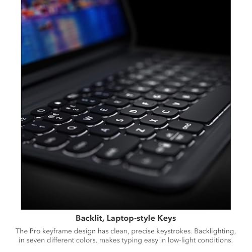 ZAGG Pro Keys Detachable Case and Wireless Keyboard for iPad Air 10.9 (Gen 4, Gen 5), iPad Air 11 (M2) - Multi-Device Bluetooth Pairing, Backlit Laptop-Style Keys, Apple Pencil Holder, Black