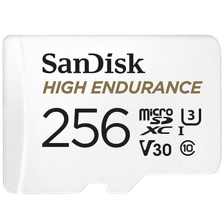 SanDisk 256GB High Endurance Video microSDXC Card with Adapter for Dash Cam and Home Monitoring systems - C10, U3, V30, 4K UHD, Micro SD Card - SDSQQNR-256G-GN6IA 256 GB Card Only