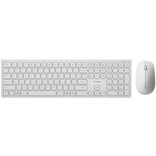 Alogic Echelon USB-C Rechargeable Wireless Mouse and Keyboard for Windows | Wireless Keyboard & Mouse | Designed for The Modern Office | Windows | White