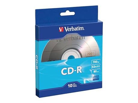 VERBATIM 97955 CD-R 700MB 80 Minute 52x Recordable Disc - 10 Pack Bulk Box, Blue Standard Packaging 10-Disc Box Silver