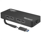 Plugable 4K DisplayPort and HDMI Dual Monitor Adapter for USB 3.0 and USB-C, Compatible with Windows and ChromeOS