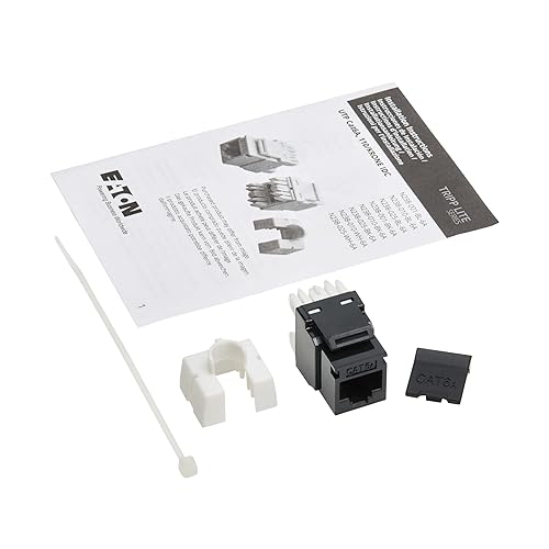 Eaton Tripp Lite Series Cat6 Keystone Jack with Type 4 PoE++ Compliance (4PPoE), 25 Pack, Black, RJ45 Ethernet, Krone/110 Punchdown, TAA Compliant, Lifetime Manufactuer's Warranty (N238-025-BK-6A) 25 Pack Black
