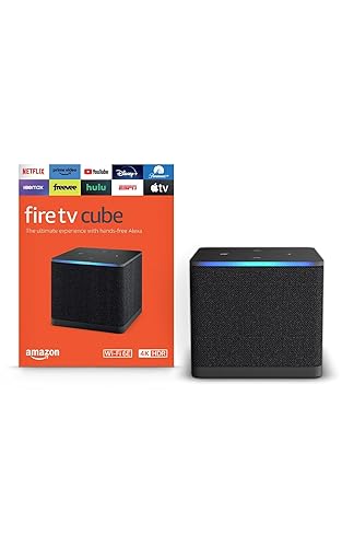 Amazon Fire TV Cube, with AI-powered Fire TV Search, Hands-free streaming device with Alexa, Wi-Fi 6E, 4K Ultra HD
