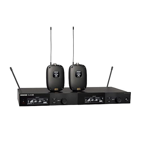 Shure SLXD14D Dual Channel Wireless System with (2) Bodypacks and (2) WA305 Instrument Cables for Guitar/Bass G58 Band (470-514 MHz)