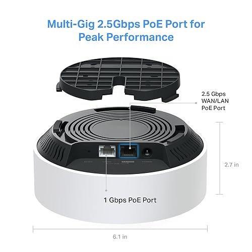 TP-Link Deco AX3000 PoE Mesh WiFi(Deco X50-PoE) - Ceiling/Wall-Mountable WiFi 6 Mesh, Replacing WiFi Router, Access Point and Range Extender, PoE-Powered, 2 PoE Ports(1 x 2.5G, 1 x Gigabit), 1-Pack AX3000 PoE, 2.5G Port Add-on