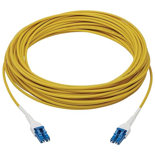 Tripp Lite Fiber Optic Cable 100 GbE, 49.2 feet / 15 Meter, Singlemode Fiber, LC/LC Duplex 9/125 OS2, LSZH, Armored Yellow (N370-15M-AR)