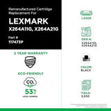 Clover Remanufactured Toner Cartridge Replacement for Lexmark X264/X363/X364 | Black Black 1