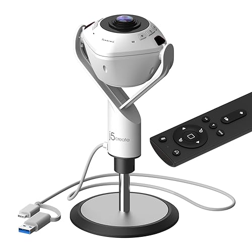 j5create 360 All Around AI-Powered Conference Room Camera with Speakerphone, Smart-Tracking, Auto-Framing, Include a Remote Control (JVU368)