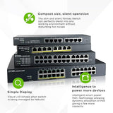 Zyxel 24-Port PoE Gigabit Switch | Smart-Managed | 12x PoE+ Ports @130W | Optional Nebula Cloud | Rackmount [GS1915-24EP] 24-Port | 12x PoE+ 170W