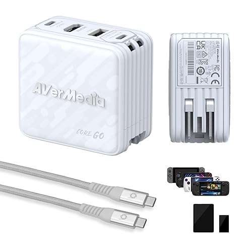 AVerMedia Portable Charger for Nintendo Switch/Steam Deck, 100W GaN Fast-Charging USB-C Hub & TV Dock with 4K60 HDMI, Compatible with iPhone, iPad, Laptop, PC, Gaming Accessories (Core Go - White)