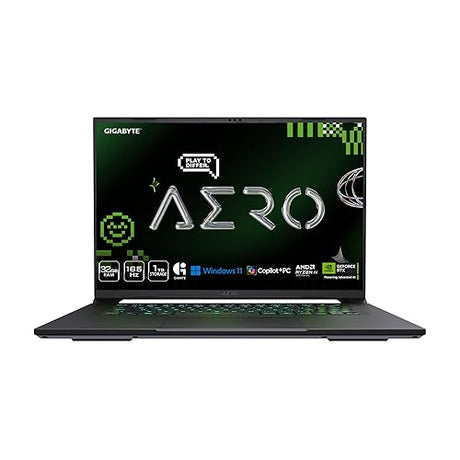 GIGABYTE AERO X16; Copilot+ PC - 165Hz 2560x1600 WQXGA - NVIDIA GeForce RTX 5070 - AMD Ryzen AI 9 HX 370-1TB SSD with 32GB DDR5 RAM - Windows 11 Home - Space Gray AERO X16 2WHA3USC64AH AMD Ryzen AI 9 HX 370 32 GB DDR5 / 1 TB SSD RTX 5070 Space Gray