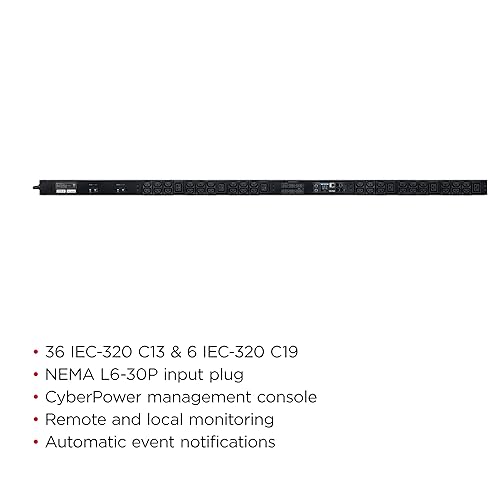 CyberPower PDU31106 Monitored PDU, 200-240V / 30A, 42 Outlets, 0U Rackmount
