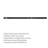 CyberPower PDU31106 Monitored PDU, 200-240V / 30A, 42 Outlets, 0U Rackmount